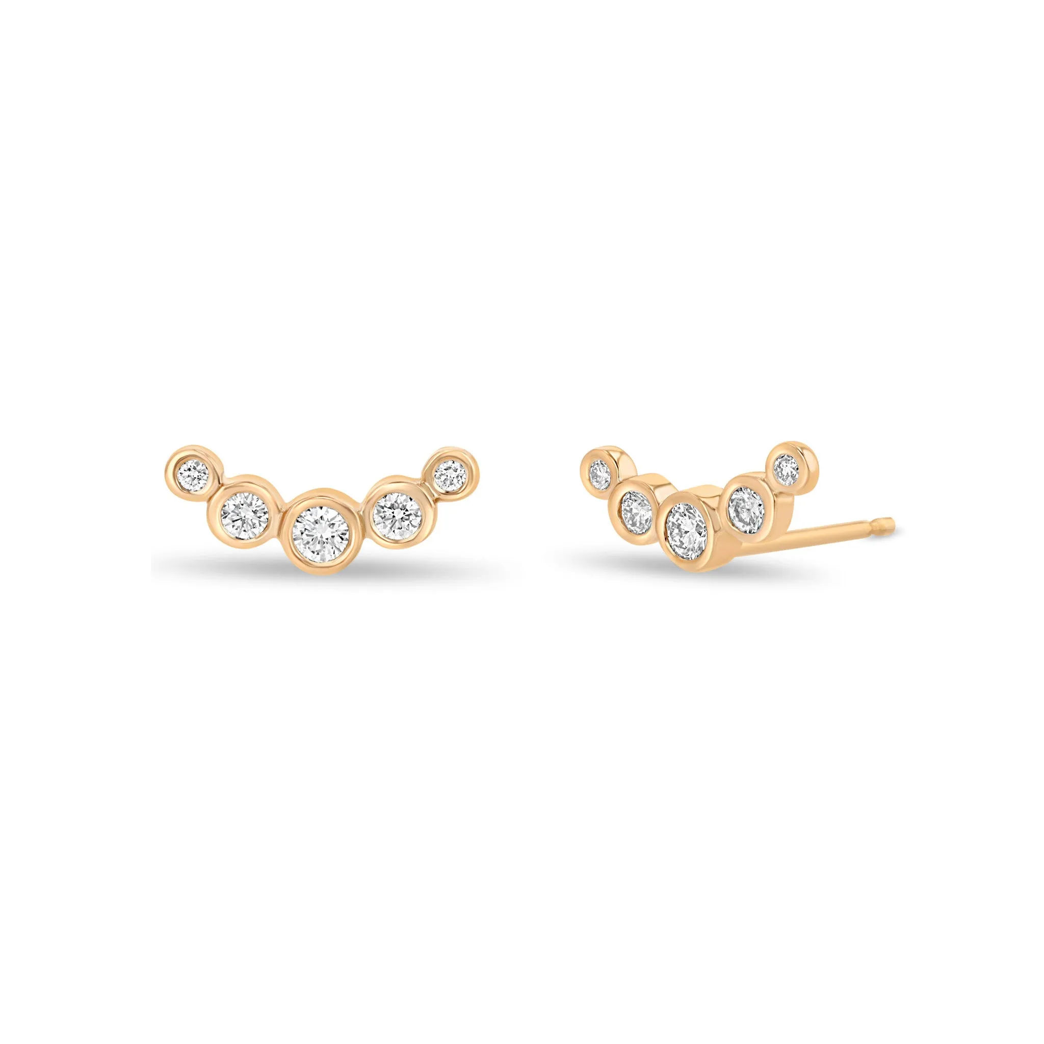 14k 5 Graduated Diamond Bezel Curve Studs sold by Zoe Chicco product image thumbnail 2