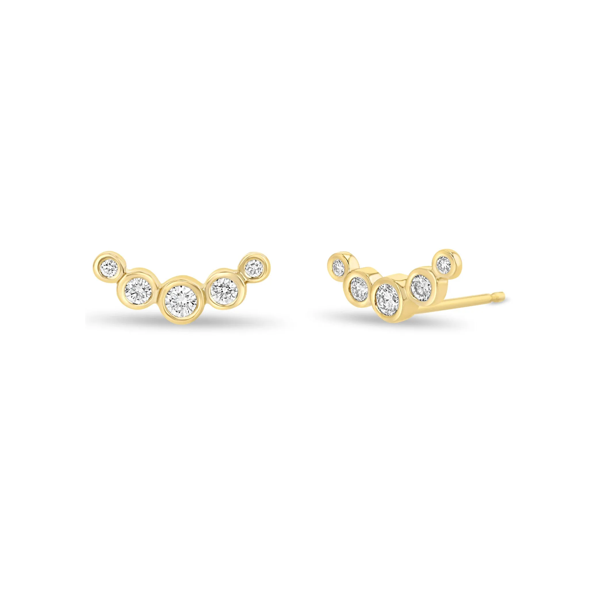 14k 5 Graduated Diamond Bezel Curve Studs sold by Zoe Chicco