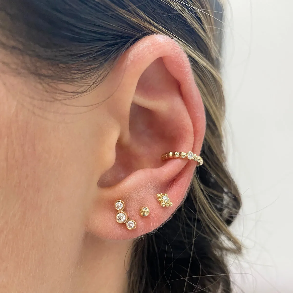 14k 3 Graduated Diamond Bezel Studs sold by Zoe Chicco product image thumbnail 2