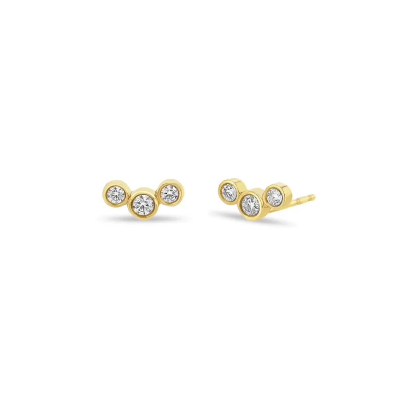 14k 3 Graduated Diamond Bezel Studs sold by Zoe Chicco
