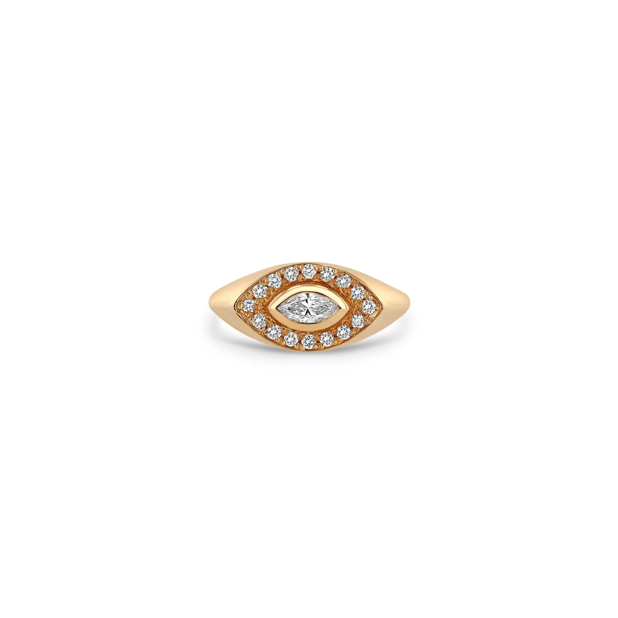 14k Marquise Diamond Halo Signet Ring sold by Zoe Chicco product image thumbnail 5