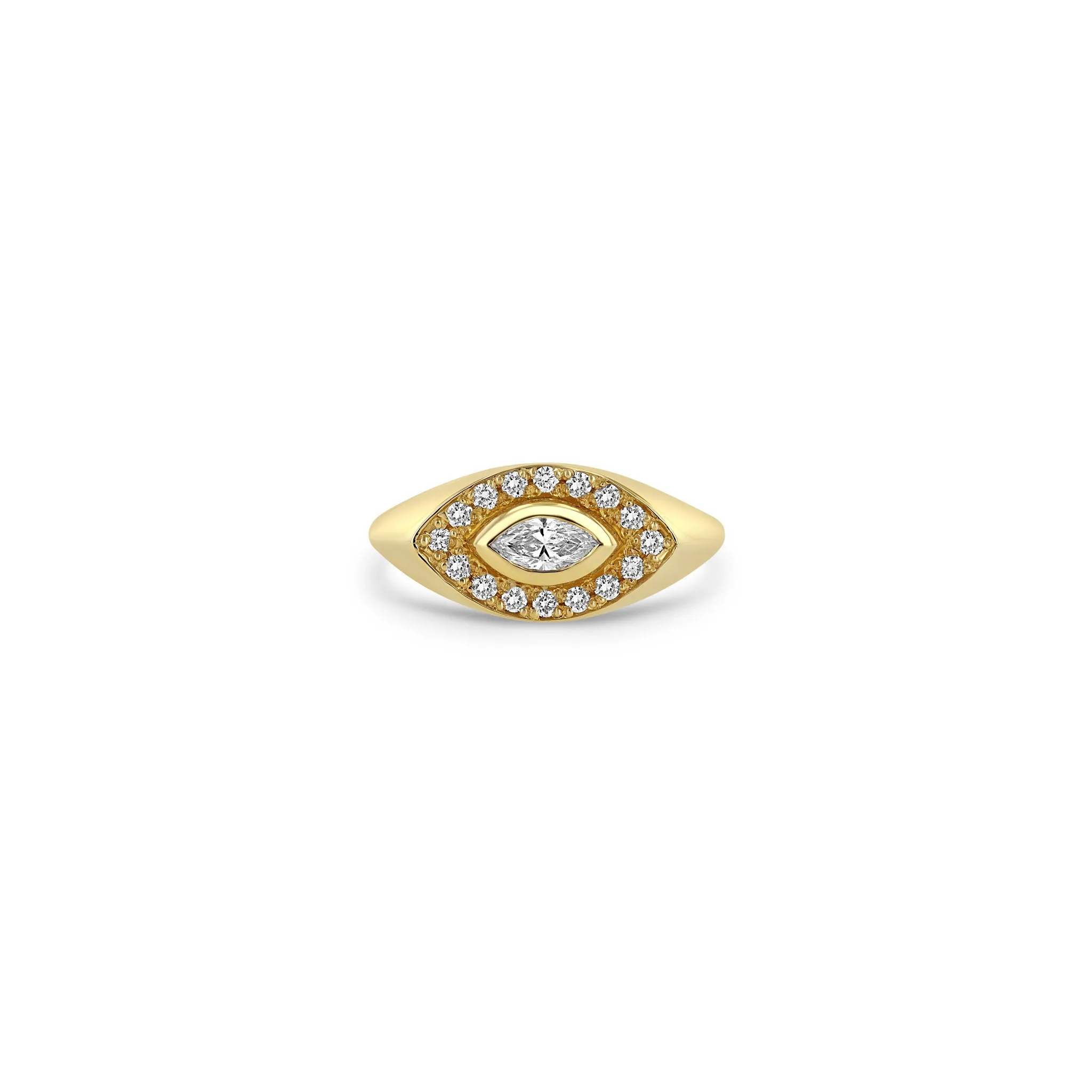 14k Marquise Diamond Halo Signet Ring sold by Zoe Chicco