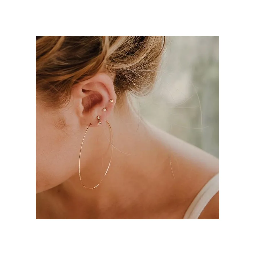 14k Extra Large Hammered Hoops sold by Zoe Chicco product image thumbnail 2