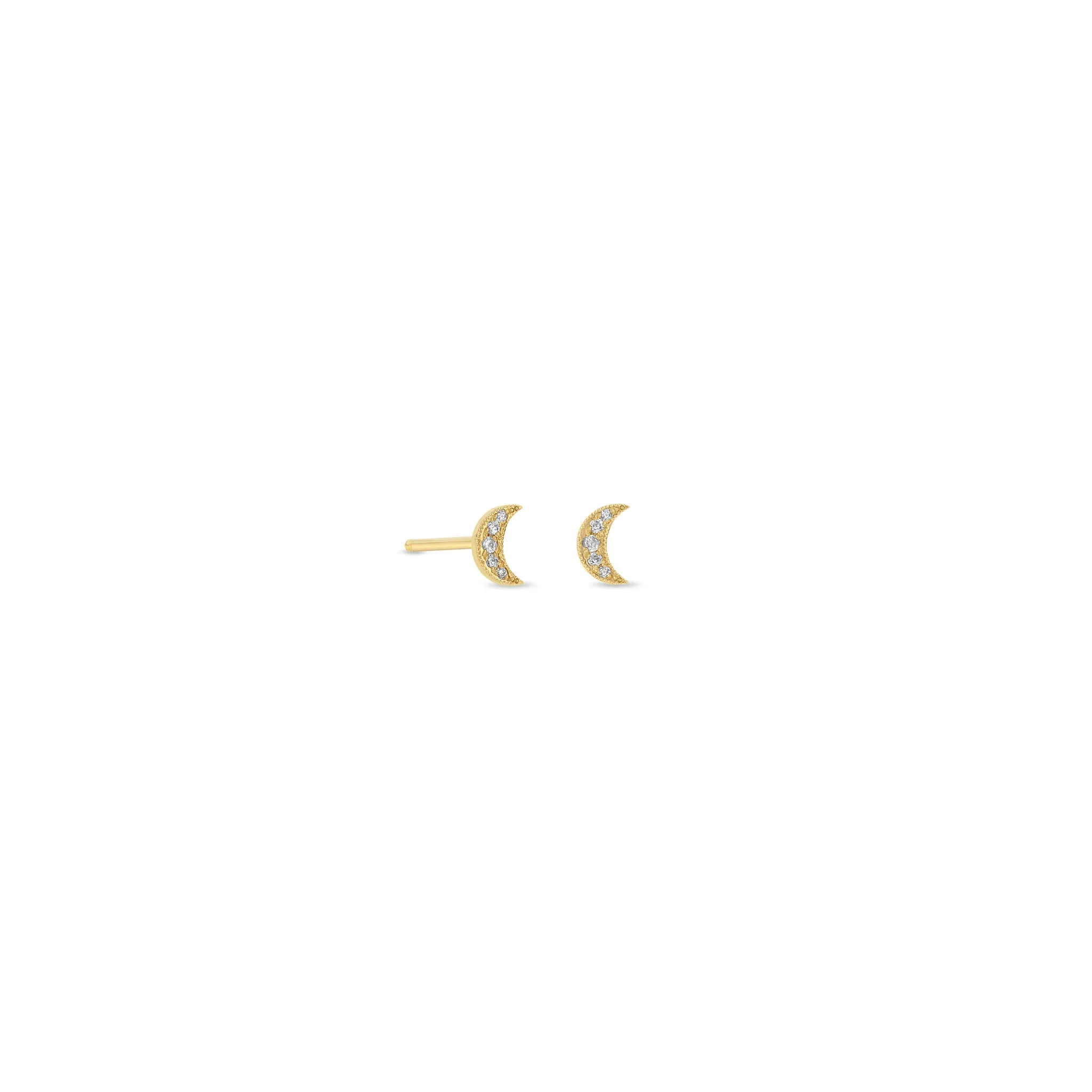 14k Itty Bitty Pavé Diamond Crescent Moon Stud sold by Zoe Chicco product image thumbnail 5