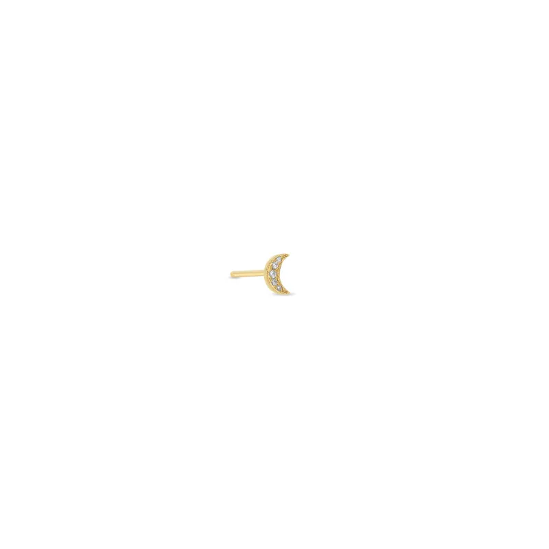 14k Itty Bitty Pavé Diamond Crescent Moon Stud sold by Zoe Chicco