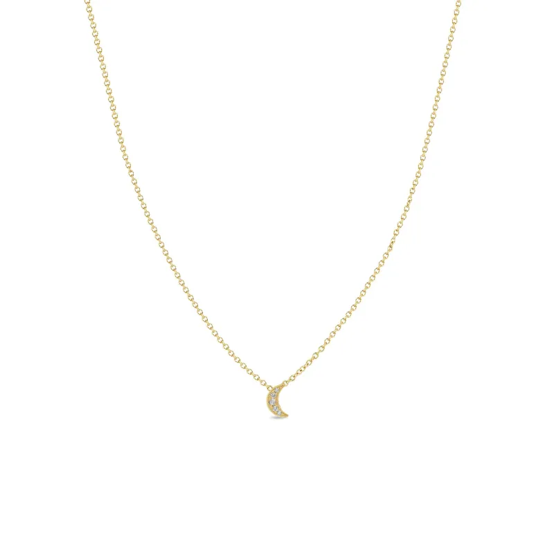 14k Itty Bitty Pavé Diamond Crescent Moon Necklace sold by Zoe Chicco