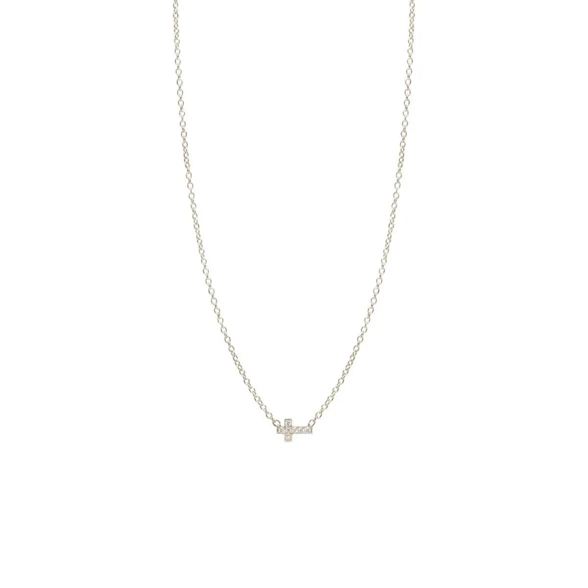 14k Pavé Diamond Itty Bitty Cross Necklace sold by Zoe Chicco product image thumbnail 4