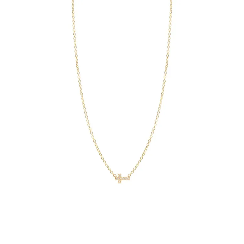 14k Pavé Diamond Itty Bitty Cross Necklace sold by Zoe Chicco