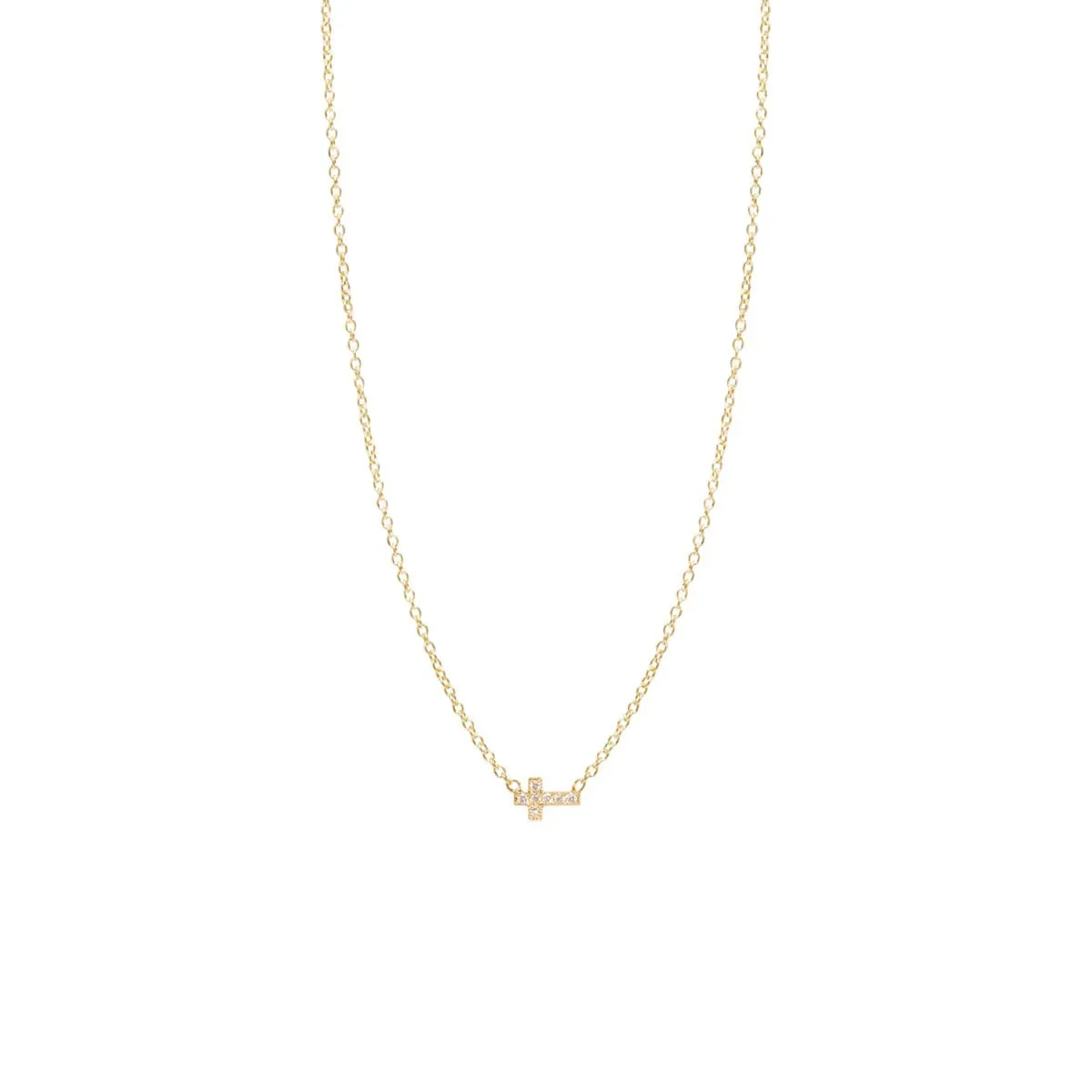 14k Pavé Diamond Itty Bitty Cross Necklace sold by Zoe Chicco