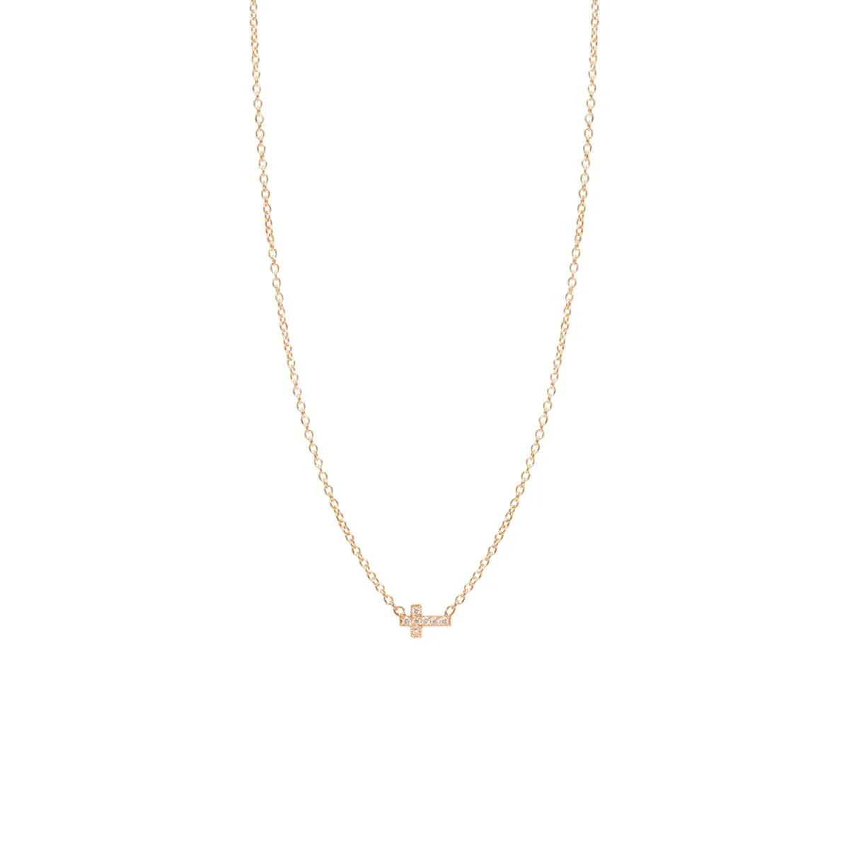 14k Pavé Diamond Itty Bitty Cross Necklace sold by Zoe Chicco product image thumbnail 3