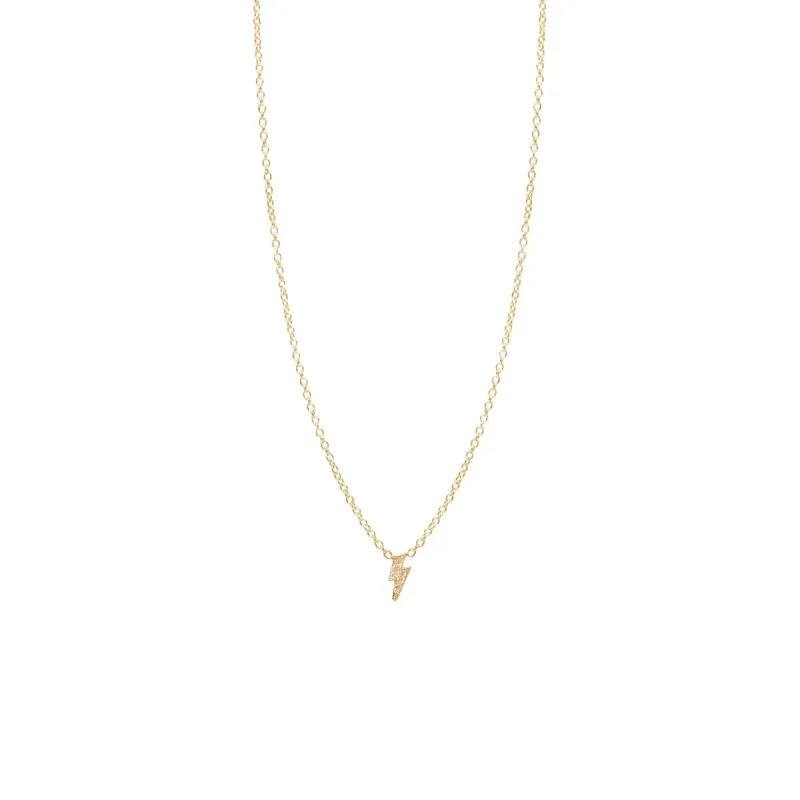 14k Itty Bitty Pavé Diamond Lightning Bolt Necklace sold by Zoe Chicco