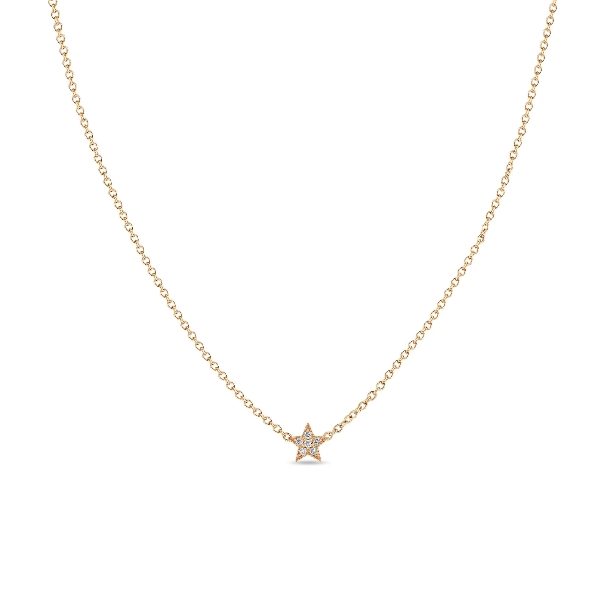 14k Itty Bitty Pavé Diamond Star Necklace sold by Zoe Chicco product image thumbnail 2