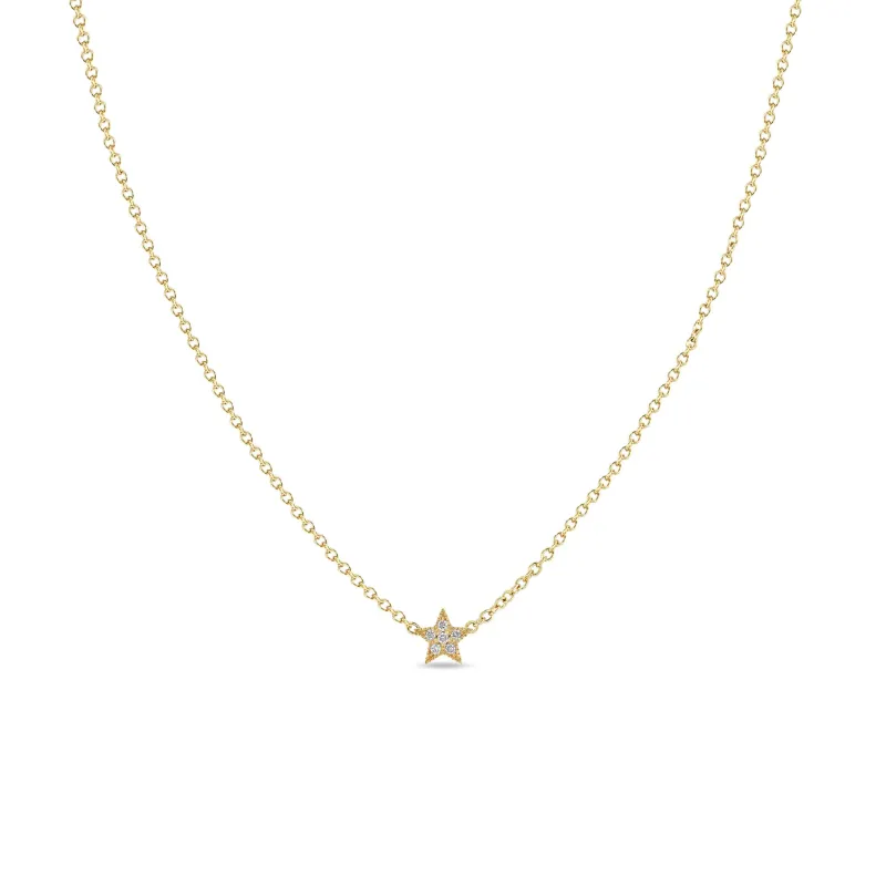 14k Itty Bitty Pavé Diamond Star Necklace sold by Zoe Chicco
