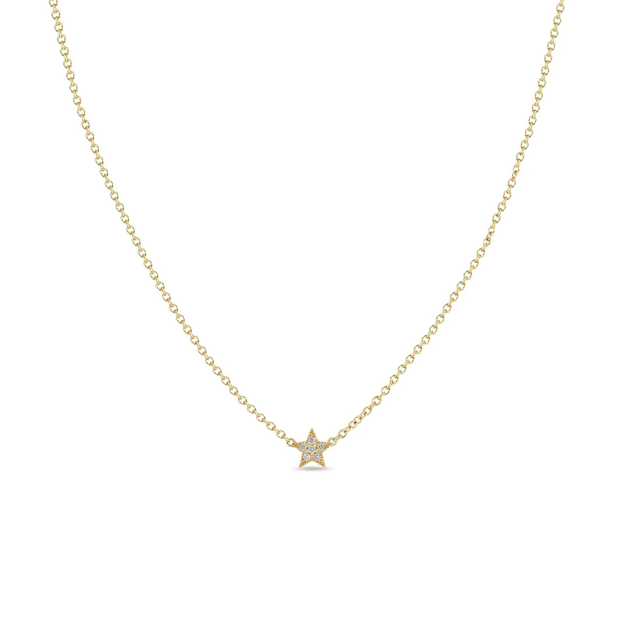 14k Itty Bitty Pavé Diamond Star Necklace sold by Zoe Chicco