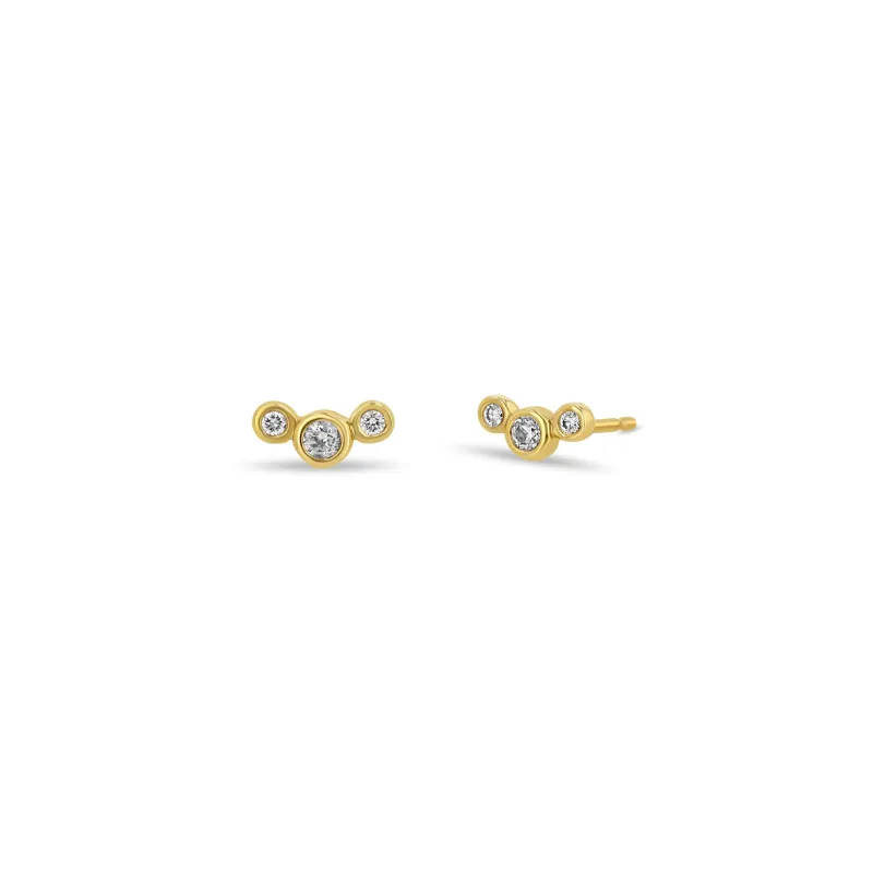 14k 3 Small Graduated Diamond Bezel Studs sold by Zoe Chicco