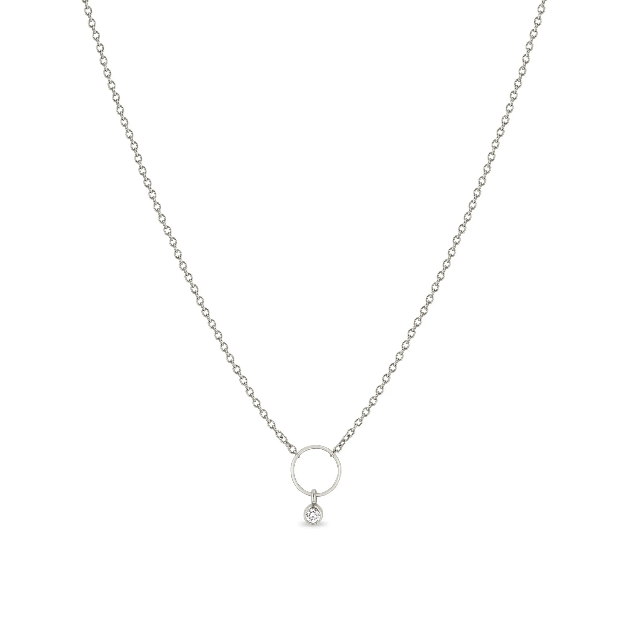 14k Circle Necklace with Dangling Diamond Bezel sold by Zoe Chicco product image thumbnail 5
