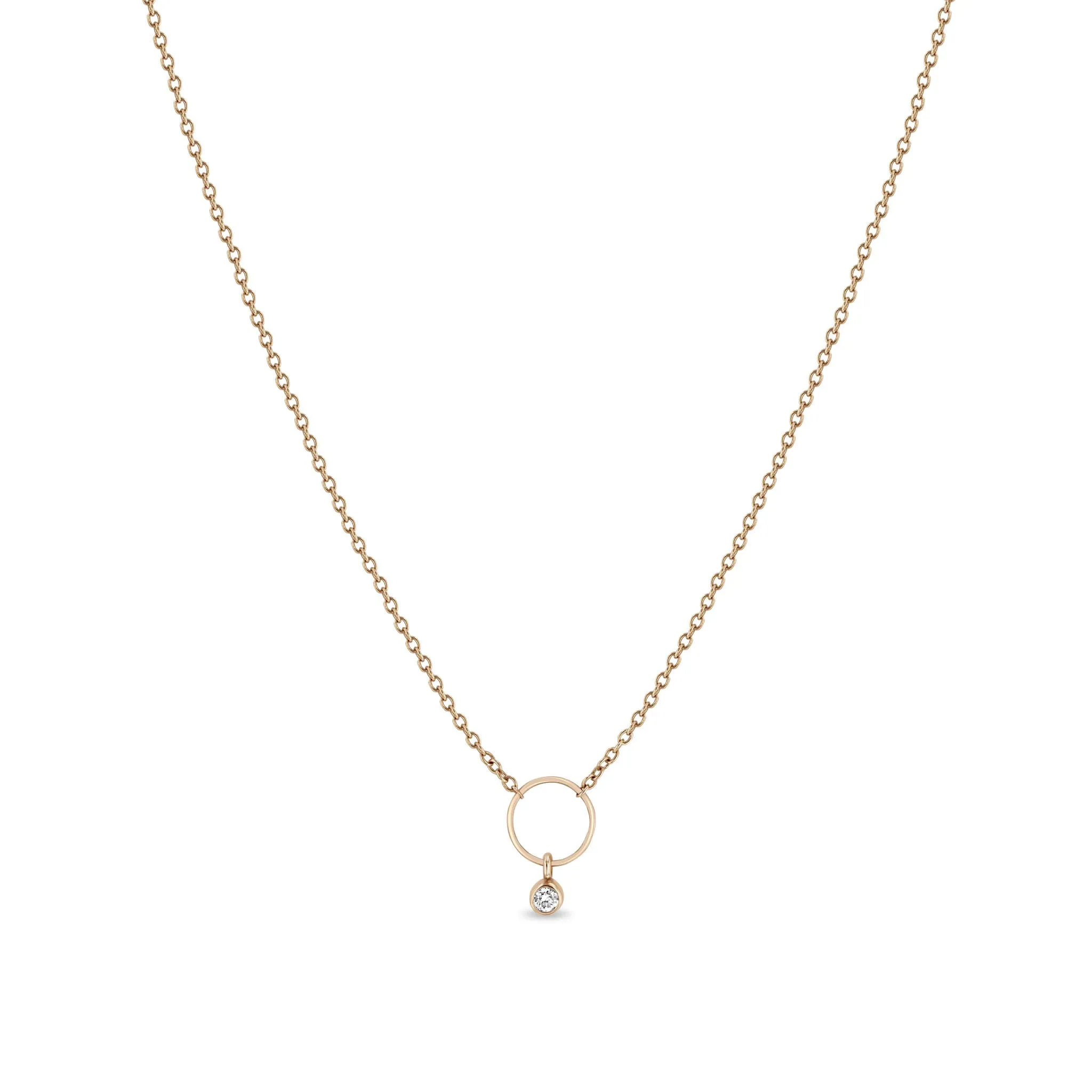 14k Circle Necklace with Dangling Diamond Bezel sold by Zoe Chicco product image thumbnail 4