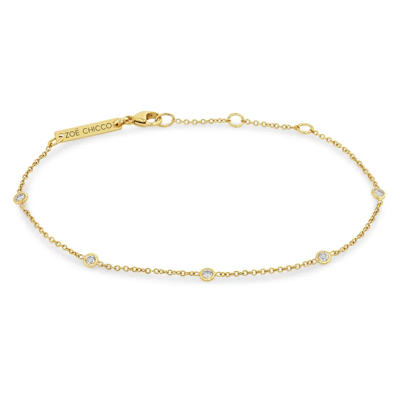 14k 5 Floating Diamond Station Bracelet sold by Zoe Chicco