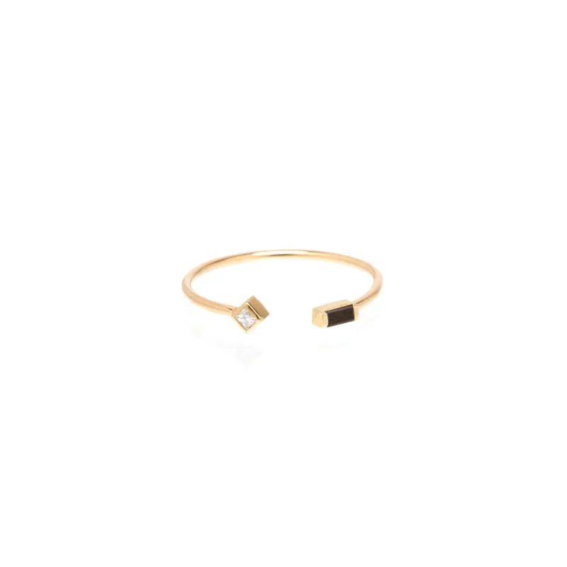 14k Black Baguette & Princess Diamond Open Ring sold by Zoe Chicco