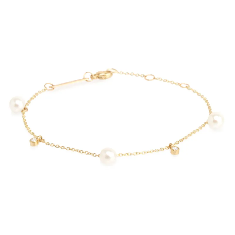 14k Pearl & Diamond Charm Bracelet sold by Zoe Chicco