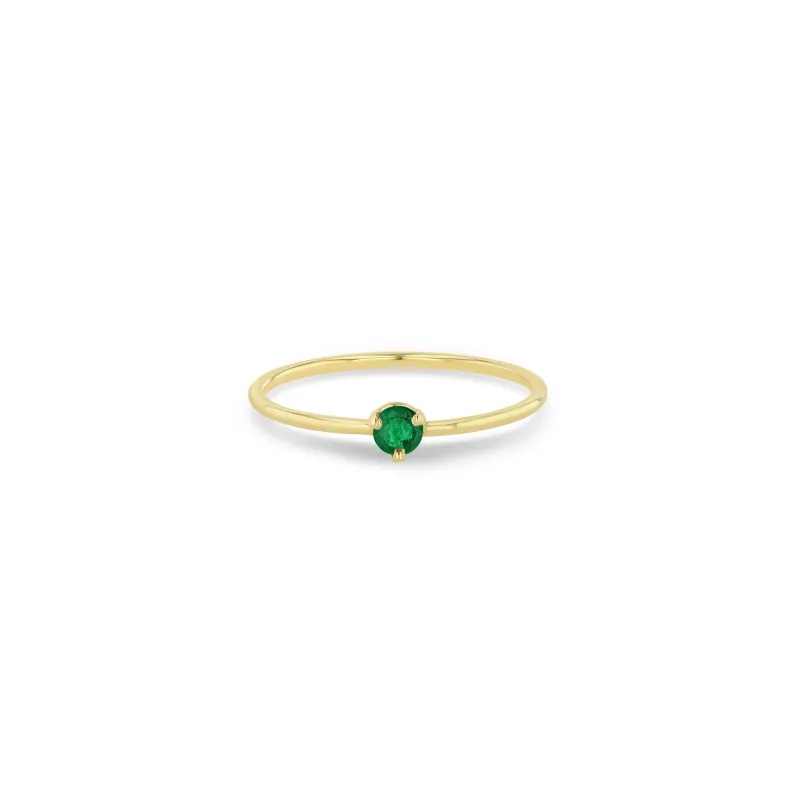 14k Single Prong Emerald Ring sold by Zoe Chicco