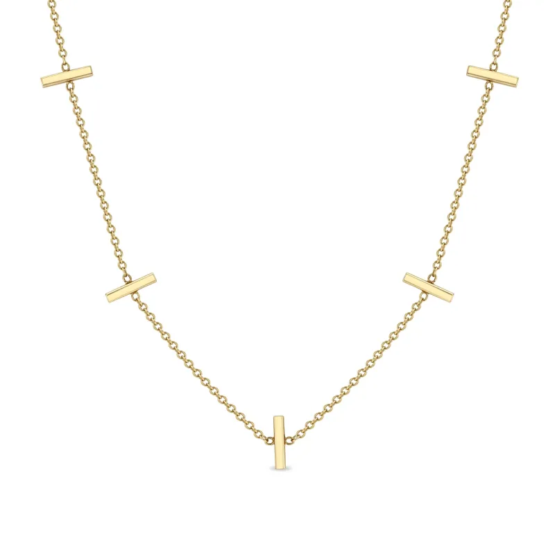 14k 5 Vertical Tiny Bar Station Necklace sold by Zoe Chicco
