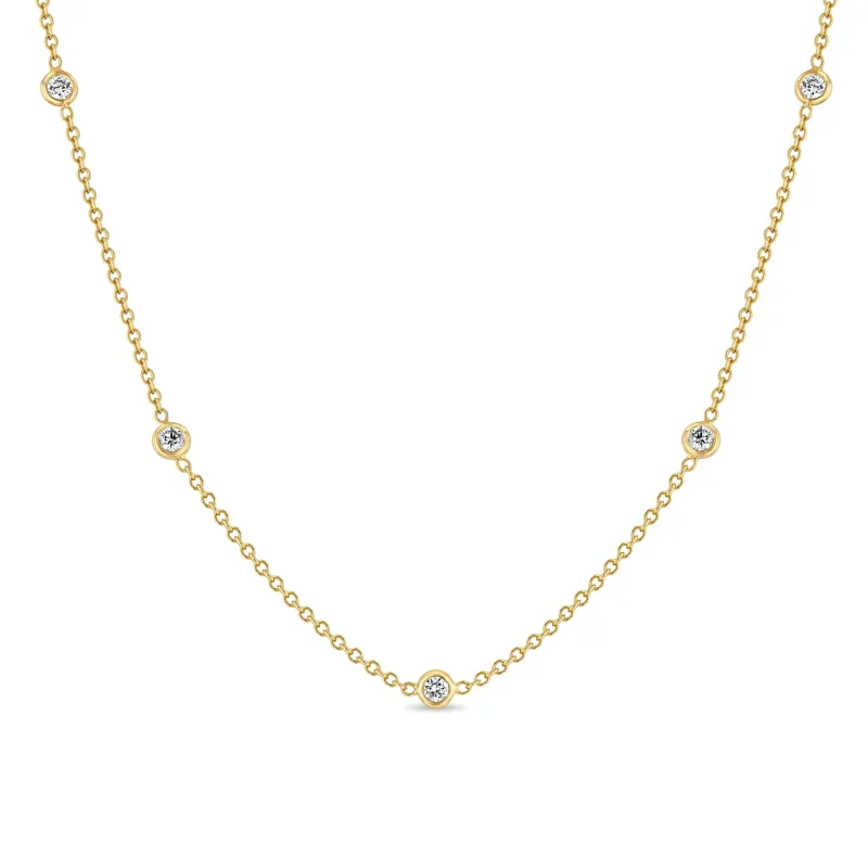 14k 5 Floating Diamond Station Necklace sold by Zoe Chicco