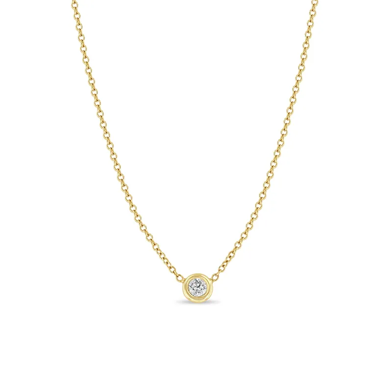 14k Floating Diamond Solitaire Necklace sold by Zoe Chicco