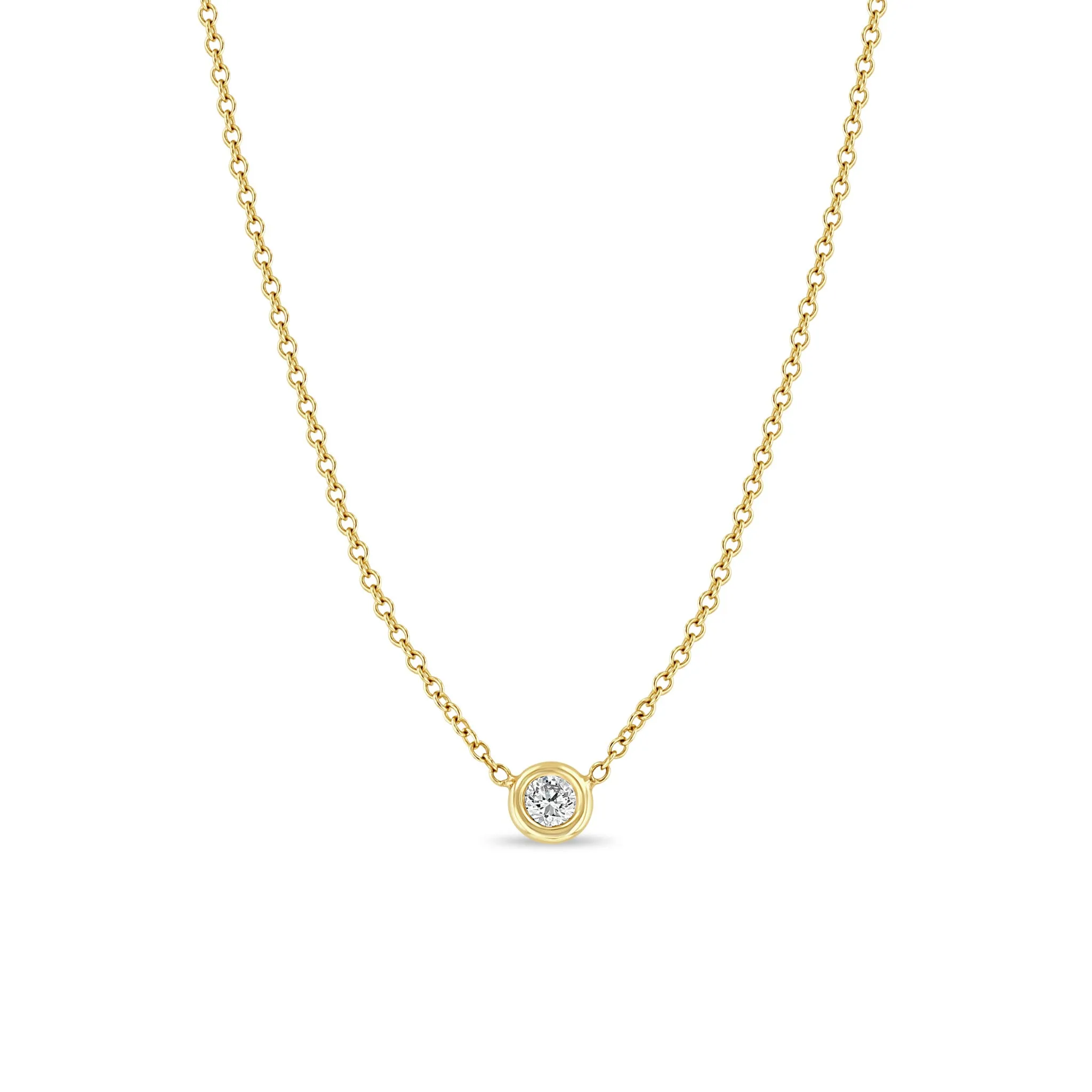14k Floating Diamond Solitaire Necklace sold by Zoe Chicco