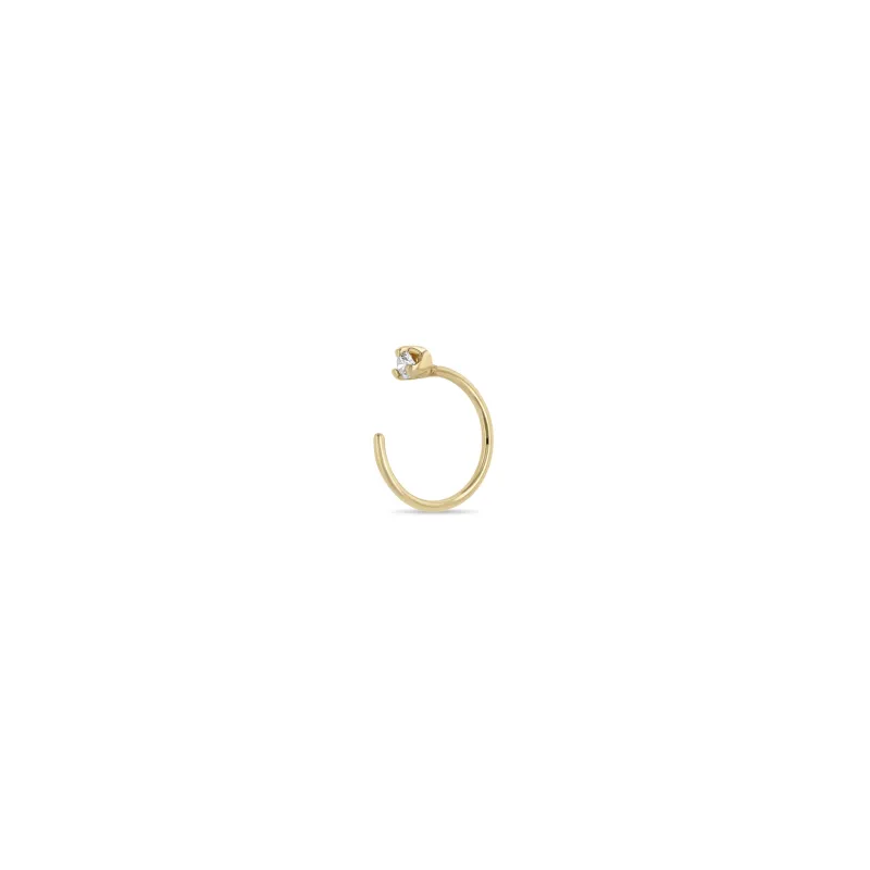 14k Prong Diamond Reverse Huggie Hoop Earring - SALE sold by Zoe Chicco