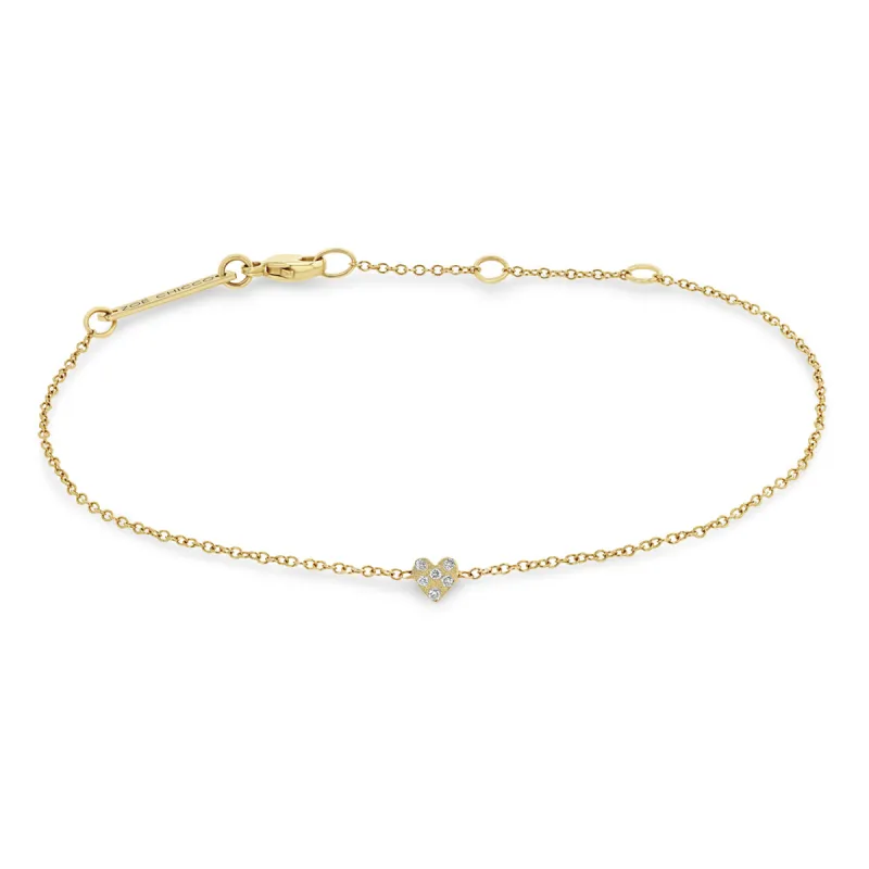 14k Itty Bitty Pavé Diamond Heart Bracelet sold by Zoe Chicco