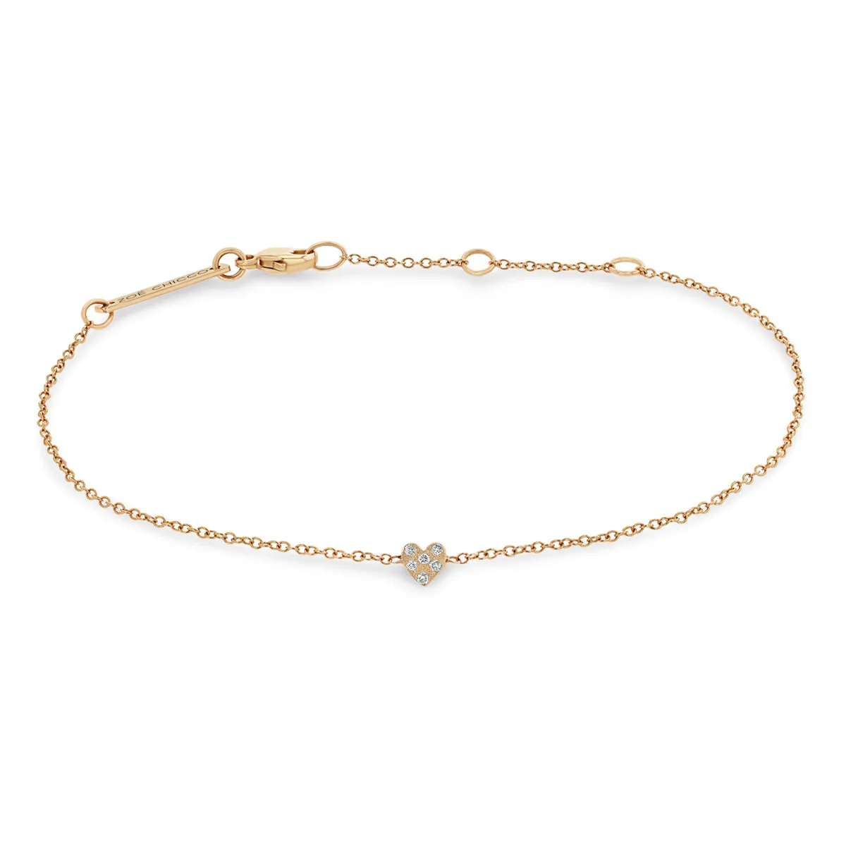 14k Itty Bitty Pavé Diamond Heart Bracelet sold by Zoe Chicco product image thumbnail 2