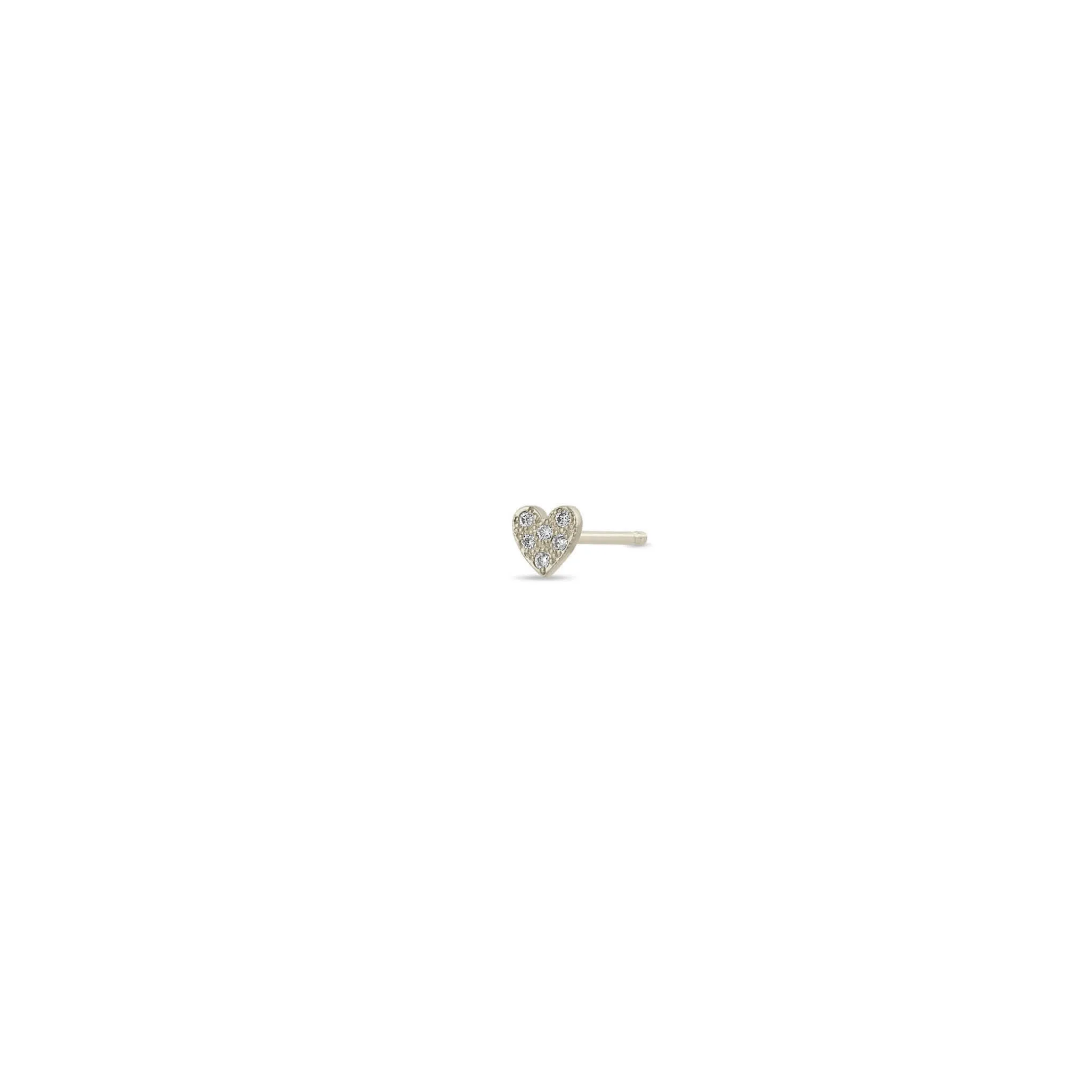 14k Itty Bitty Pavé Diamond Heart Stud sold by Zoe Chicco product image thumbnail 5