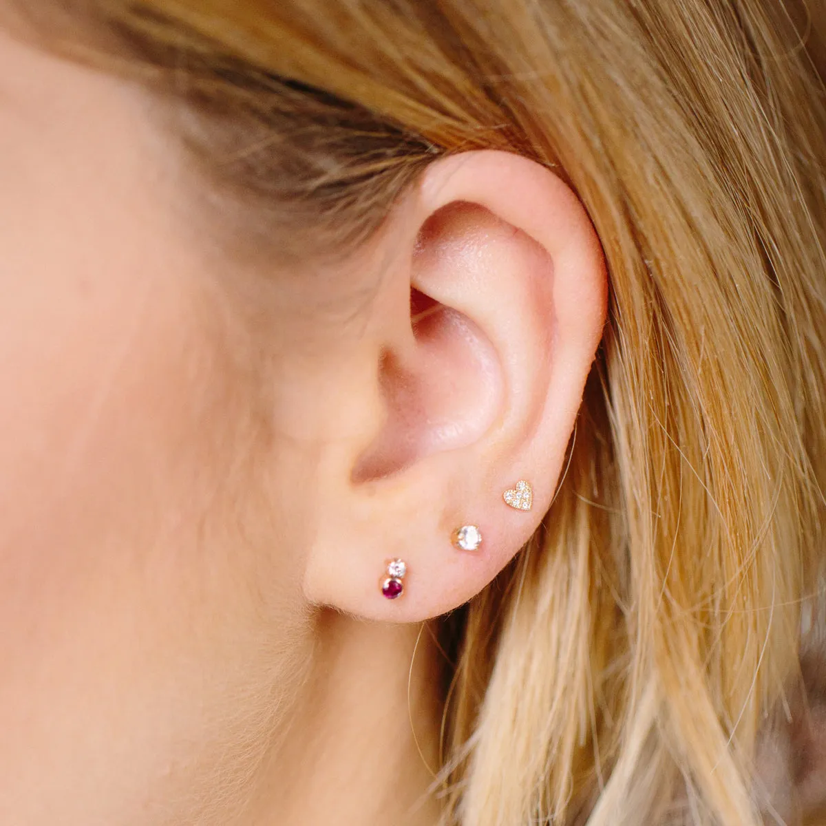 14k Itty Bitty Pavé Diamond Heart Stud sold by Zoe Chicco product image thumbnail 3