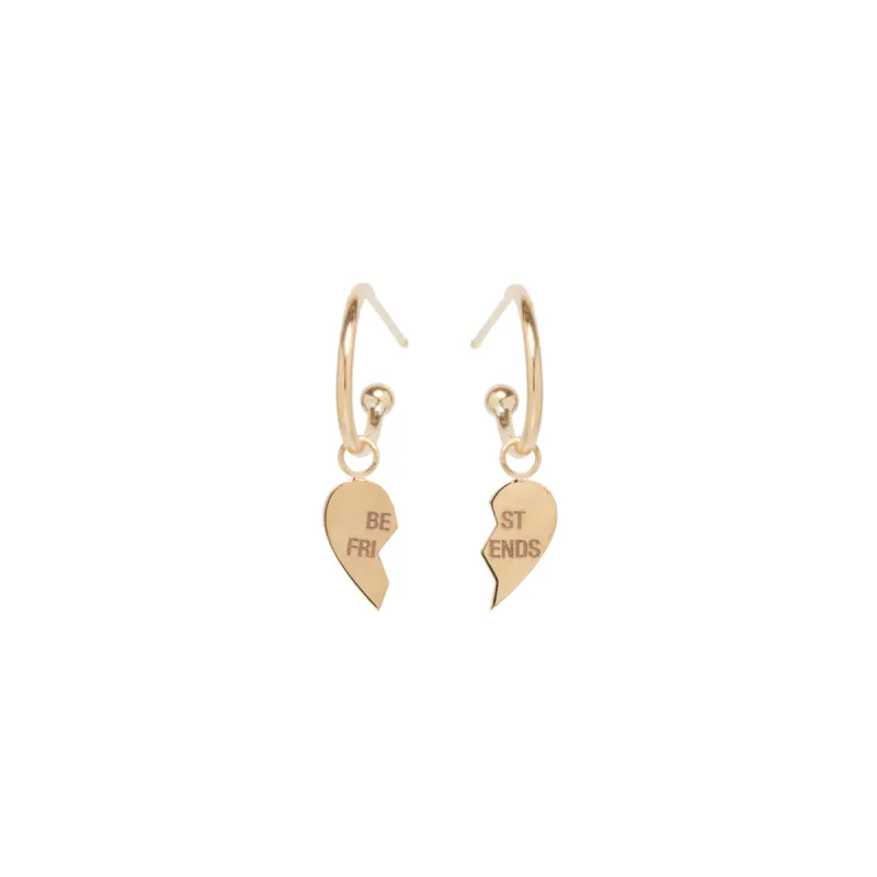 14k midi bitty BFF charm huggie hoops sold by Zoe Chicco