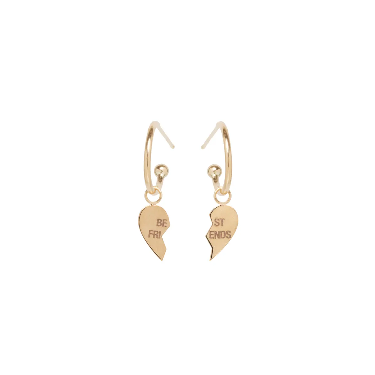 14k midi bitty BFF charm huggie hoops sold by Zoe Chicco