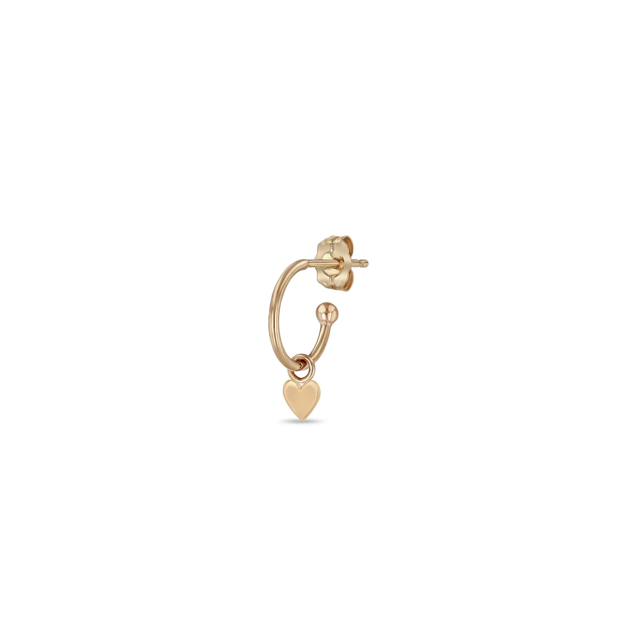 14k Dangle Itty Bitty Heart Charm Huggie Hoop sold by Zoe Chicco product image thumbnail 2