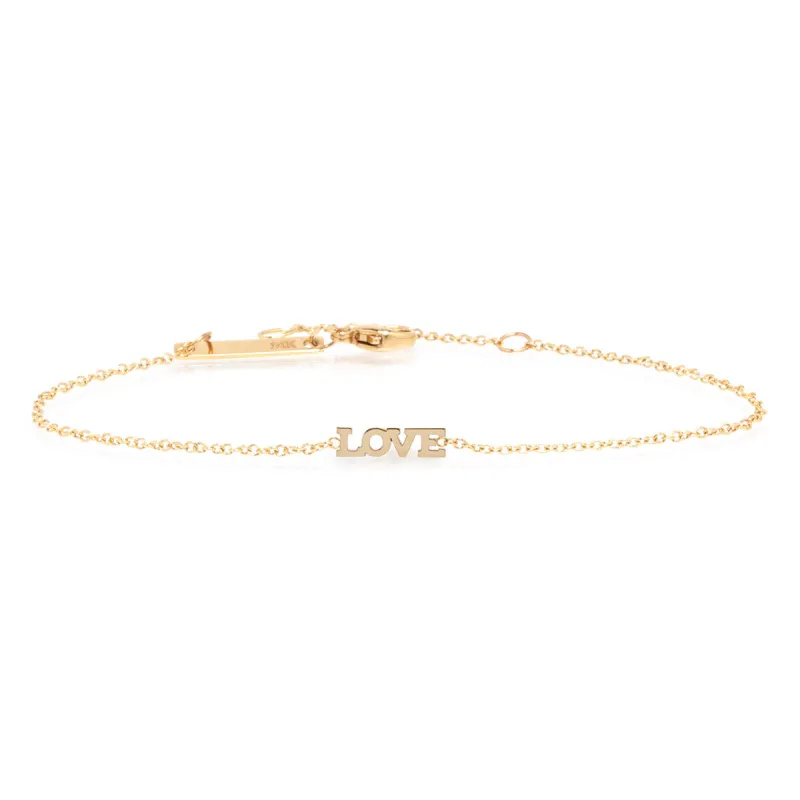 14k Itty Bitty LOVE Bracelet sold by Zoe Chicco