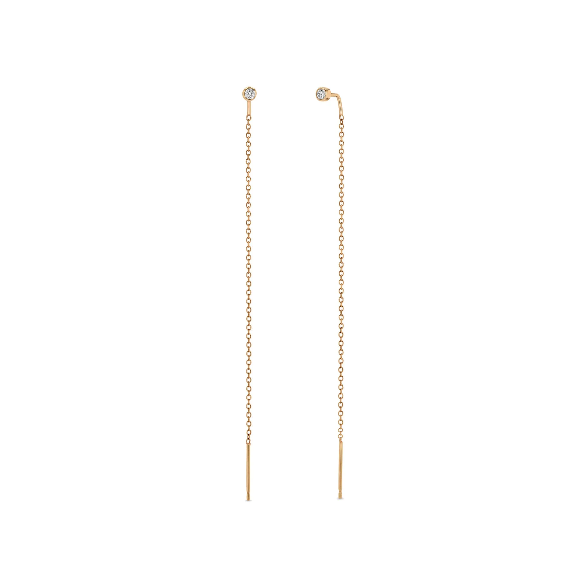 14k Diamond Bezel Threader Earrings sold by Zoe Chicco product image thumbnail 3