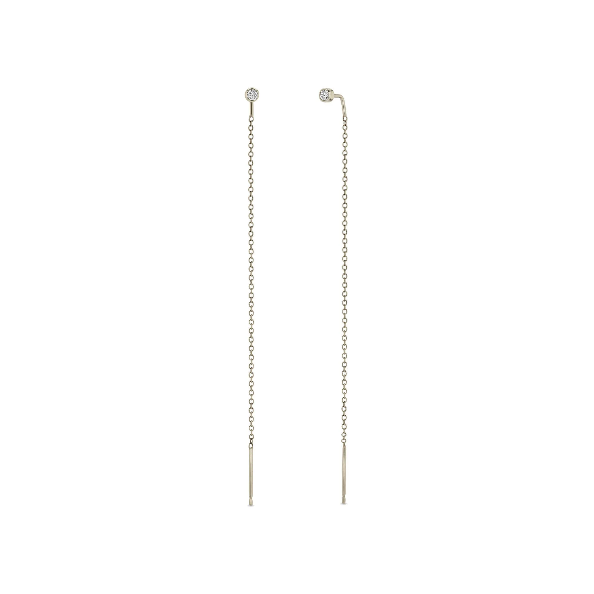 14k Diamond Bezel Threader Earrings sold by Zoe Chicco product image thumbnail 4