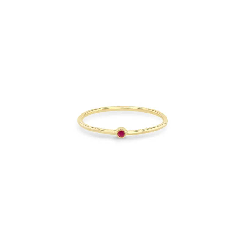 14k Tiny Ruby Bezel Ring sold by Zoe Chicco