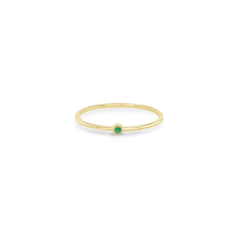 14k Tiny Emerald Bezel Ring sold by Zoe Chicco