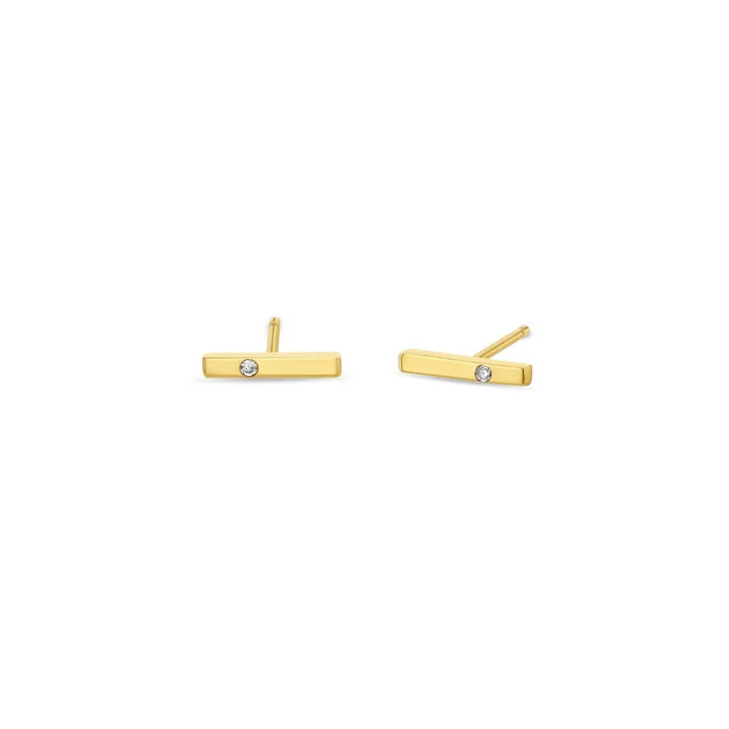 14k Single Diamond Thin Bar Studs sold by Zoe Chicco