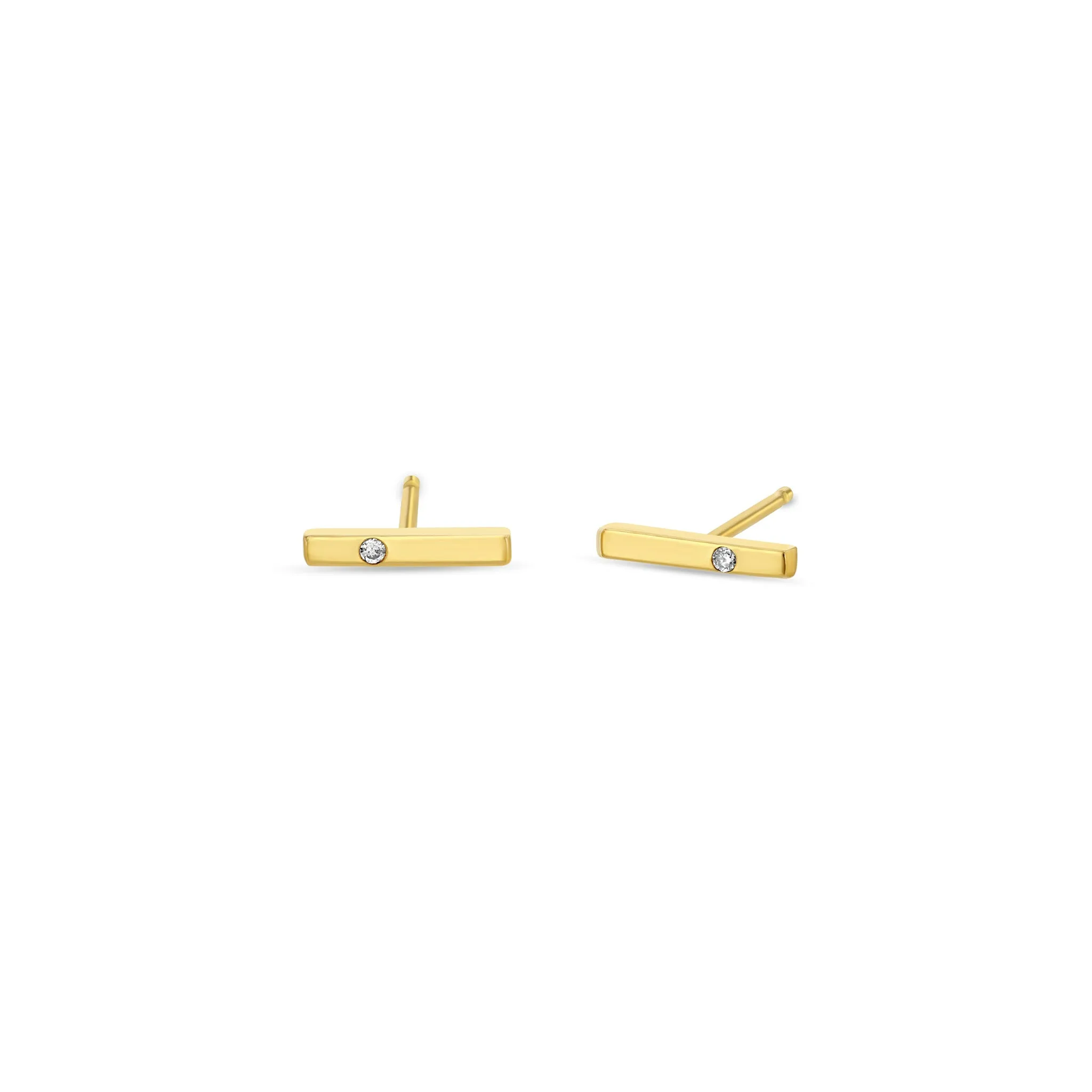14k Single Diamond Thin Bar Studs sold by Zoe Chicco