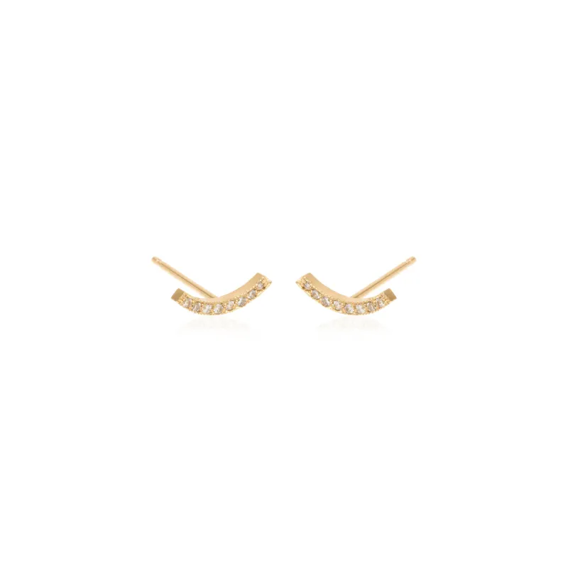 14k Pavé Diamond Curved Bar Studs sold by Zoe Chicco