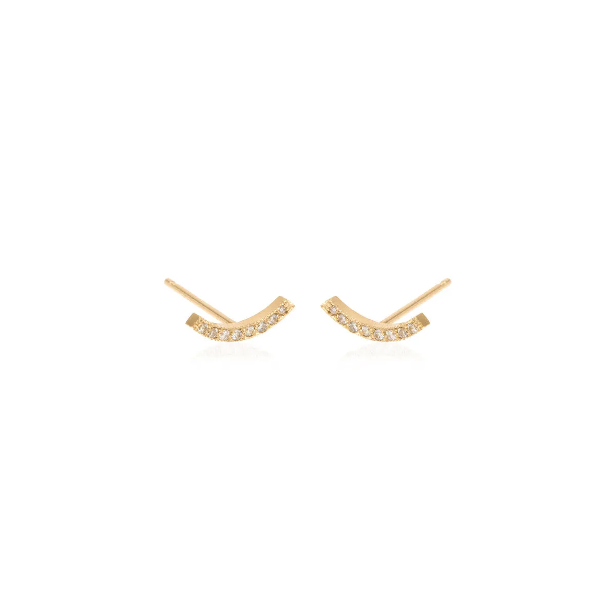 14k Pavé Diamond Curved Bar Studs sold by Zoe Chicco