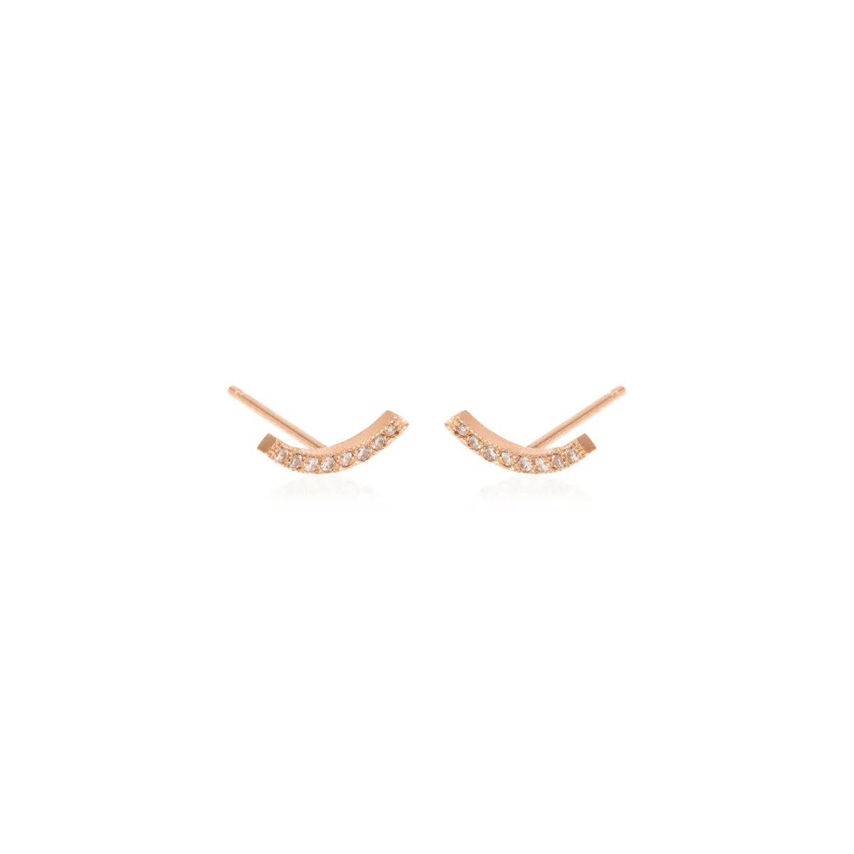 14k Pavé Diamond Curved Bar Studs sold by Zoe Chicco product image thumbnail 2