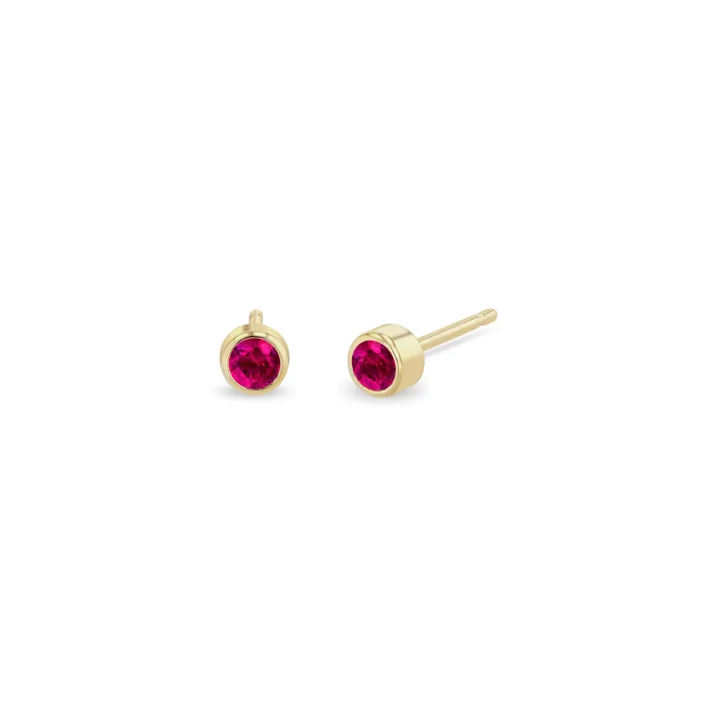 14k Ruby Bezel Studs sold by Zoe Chicco