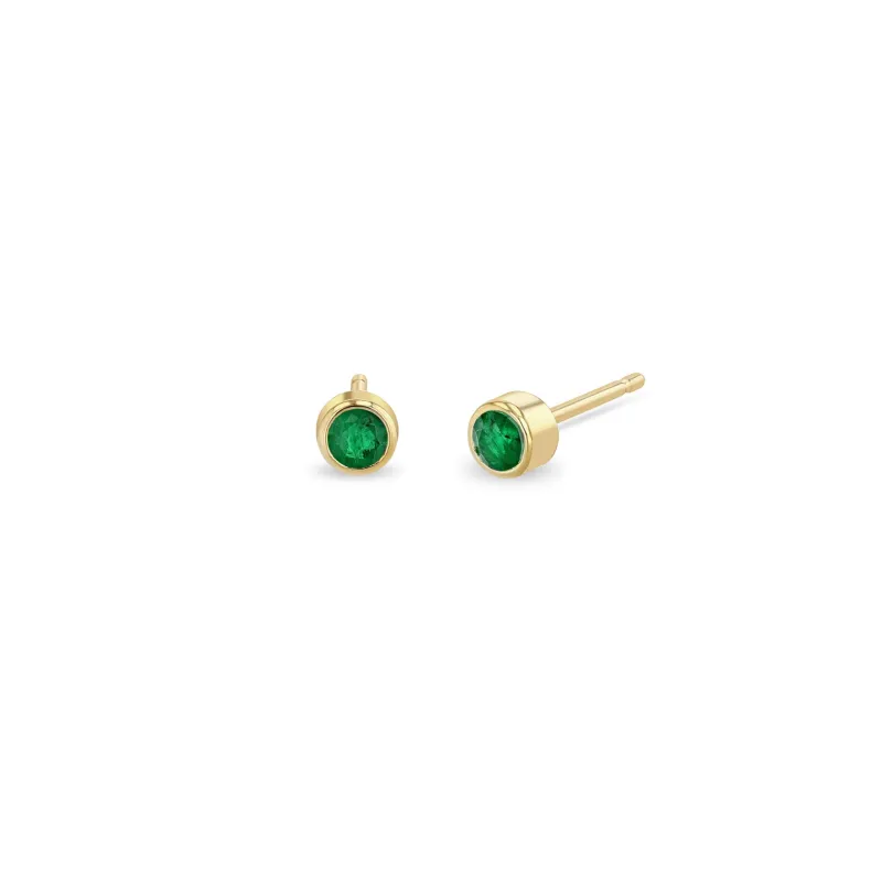 14k Emerald Bezel Studs sold by Zoe Chicco