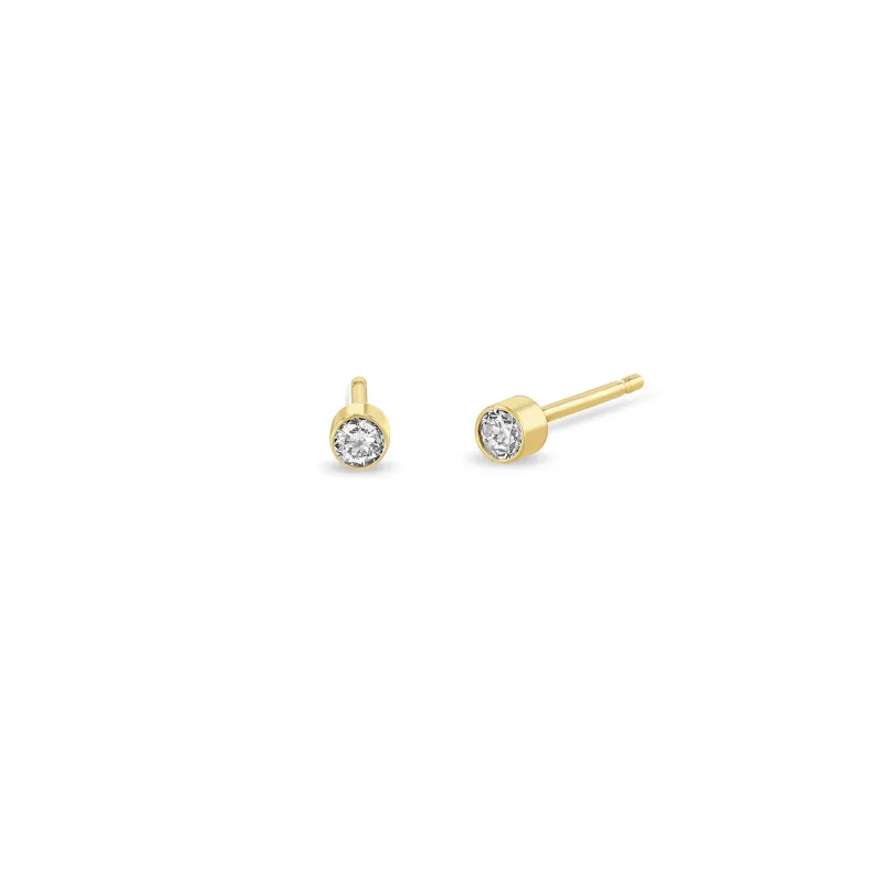 14k Diamond Bezel Solitaire Studs sold by Zoe Chicco